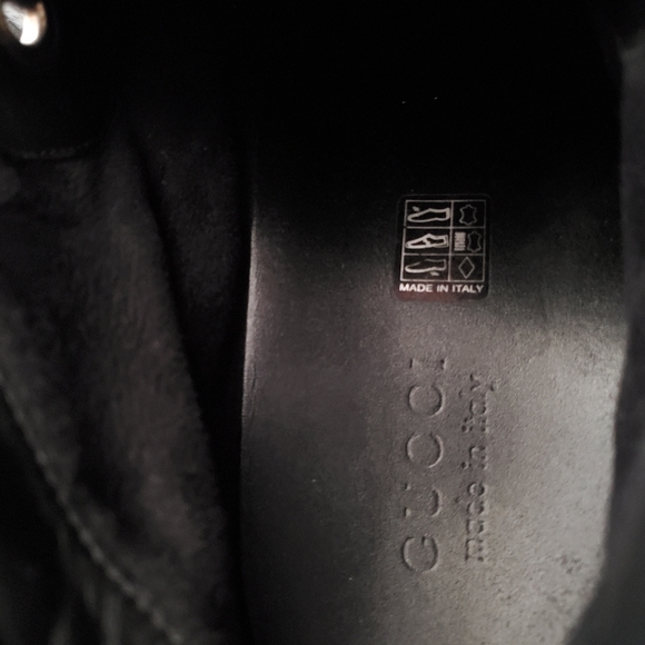 GUCCI SNEAKERS GG SIGNATURE SIZE 12 HIGHTOP 221825 LEATHER GUCCISSIMA black men - Picture 10 of 11